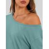 imageTrendy Queen Womens Off The Shoulder Tops Oversized Tshirts Long Sleeve 2025 Casual Basic TeesGrey Green