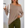 imageTrendy Queen Womens Off The Shoulder Tops Oversized Tshirts Long Sleeve 2025 Casual Basic TeesKhaki