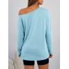 imageTrendy Queen Womens Off The Shoulder Tops Oversized Tshirts Long Sleeve 2025 Casual Basic TeesLight Blue