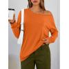 imageTrendy Queen Womens Off The Shoulder Tops Oversized Tshirts Long Sleeve 2025 Casual Basic TeesOrange