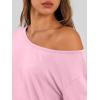 imageTrendy Queen Womens Off The Shoulder Tops Oversized Tshirts Long Sleeve 2025 Casual Basic TeesPink