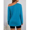 imageTrendy Queen Womens Off The Shoulder Tops Oversized Tshirts Long Sleeve 2025 Casual Basic TeesRoyal Blue