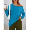 imageTrendy Queen Womens Off The Shoulder Tops Oversized Tshirts Long Sleeve 2025 Casual Basic TeesRoyal Blue