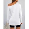 imageTrendy Queen Womens Off The Shoulder Tops Oversized Tshirts Long Sleeve 2025 Casual Basic TeesWhite