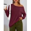 imageTrendy Queen Womens Off The Shoulder Tops Oversized Tshirts Long Sleeve 2025 Casual Basic TeesWinered