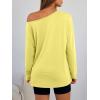 imageTrendy Queen Womens Off The Shoulder Tops Oversized Tshirts Long Sleeve 2025 Casual Basic TeesYellow
