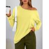imageTrendy Queen Womens Off The Shoulder Tops Oversized Tshirts Long Sleeve 2025 Casual Basic TeesYellow