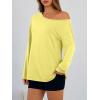 imageTrendy Queen Womens Off The Shoulder Tops Oversized Tshirts Long Sleeve 2025 Casual Basic TeesYellow