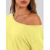 imageTrendy Queen Womens Off The Shoulder Tops Oversized Tshirts Long Sleeve 2025 Casual Basic TeesYellow