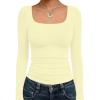 imageTrendy Queen Womens Long Sleeve Shirts Crop Tops Fall Fashion 2025 Square Neck Going Out Basics Tees Y2k ClothesCreamy Yellow