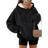 imageTrendy Queen Womens Winter Fleece Sherpa Lined Hoodie Casual Warm Pullover Hooded SweatshirtBlack