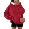 imageTrendy Queen Womens Winter Fleece Sherpa Lined Hoodie Casual Warm Pullover Hooded SweatshirtRed
