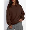 imageTrendy Queen Fleece Sherpa Lined Sweatshirts for Women 2025 Fall Fashion Winter Crewneck Pullover Hoodies Outfits ClothesChocolate Brown