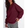 imageTrendy Queen Fleece Sherpa Lined Sweatshirts for Women 2025 Fall Fashion Winter Crewneck Pullover Hoodies Outfits ClothesWine Red