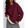 imageTrendy Queen Fleece Sherpa Lined Sweatshirts for Women 2025 Fall Fashion Winter Crewneck Pullover Hoodies Outfits ClothesWine Red