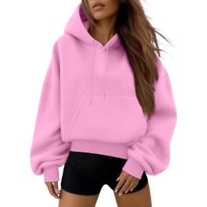 imageTrendy Queen Womens Cute Cropped Hoodies Y2k Long Sleeve Sweatshirts Fall Fashion Outfits Winter Sweater Clothes 2025Pink