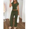 imageTrendy Queen 2 Piece Lounge Sets for Women Summer Outfits 2026 Fashion Two Piece Loungewear Spring Outfits ClothesArmy Green
