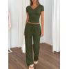 imageTrendy Queen 2 Piece Lounge Sets for Women Summer Outfits 2026 Fashion Two Piece Loungewear Spring Outfits ClothesArmy Green