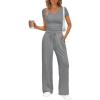 imageTrendy Queen 2 Piece Lounge Sets for Women Summer Outfits 2026 Fashion Two Piece Loungewear Spring Outfits ClothesDark Heather Grey