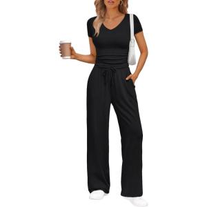 imageTrendy Queen 2 Piece Lounge Sets for Women Summer Outfits 2026 Fashion Two Piece Loungewear Spring Outfits ClothesBlack