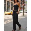 imageTrendy Queen Womens 2Piece Lounge Set  Camisole Top ampamp Wide Leg PantsBlack