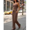 imageTrendy Queen Womens 2Piece Lounge Set  Camisole Top ampamp Wide Leg PantsCoffee
