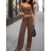 imageTrendy Queen Womens 2Piece Lounge Set  Camisole Top ampamp Wide Leg PantsCoffee