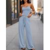 imageTrendy Queen Womens 2Piece Lounge Set  Camisole Top ampamp Wide Leg PantsLight Blue