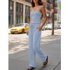 imageTrendy Queen Womens 2Piece Lounge Set  Camisole Top ampamp Wide Leg PantsLight Blue