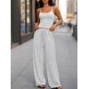 imageTrendy Queen Womens 2Piece Lounge Set  Camisole Top ampamp Wide Leg PantsOatmeal Grey