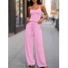 imageTrendy Queen Womens 2Piece Lounge Set  Camisole Top ampamp Wide Leg PantsPink