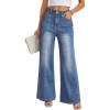 imageTrendy Queen Womens Wide Leg Jeans  High Waisted Straight Leg Pants Soft Comfort Cotton Denim with a Relaxed FitBlue