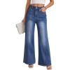 imageTrendy Queen Womens Wide Leg Jeans  High Waisted Straight Leg Pants Soft Comfort Cotton Denim with a Relaxed FitDark Blue