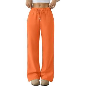 imageTrendy Queen Womens Wide Leg Sweatpants Baggy Barrel Pants with Pockets High Waist Lounge Joggers for Fall WinterOrange