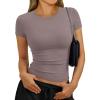 imageTrendy Queen Womens Short Sleeve Shirts Basic Crop Tops Slim Fit Fashion Cute Tees Crewneck Workout Y2K Clothes 2026Rose Taupe