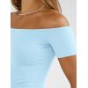 imageTrendy Queen Summer Off The Shoulder Tops for Women Going Out Short Sleeve Shirts Cute Y2K Sexy Basic Clothes 2026 FashionBaby Blue