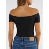 imageTrendy Queen Summer Off The Shoulder Tops for Women Going Out Short Sleeve Shirts Cute Y2K Sexy Basic Clothes 2026 FashionBlack