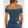 imageTrendy Queen Summer Off The Shoulder Tops for Women Going Out Short Sleeve Shirts Cute Y2K Sexy Basic Clothes 2026 FashionHaze Blue