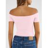 imageTrendy Queen Summer Off The Shoulder Tops for Women Going Out Short Sleeve Shirts Cute Y2K Sexy Basic Clothes 2026 FashionPink