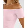 imageTrendy Queen Summer Off The Shoulder Tops for Women Going Out Short Sleeve Shirts Cute Y2K Sexy Basic Clothes 2026 FashionPink
