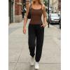 imageTrendy Queen Womens Tank Tops Camisole Sleeveless Tops Adjustable Spaghetti Straps Basic Going Out Slim Fitted ClothesChocolate