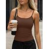 imageTrendy Queen Womens Tank Tops Camisole Sleeveless Tops Adjustable Spaghetti Straps Basic Going Out Slim Fitted ClothesChocolate