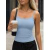 imageTrendy Queen Womens Tank Tops Camisole Sleeveless Tops Adjustable Spaghetti Straps Basic Going Out Slim Fitted ClothesLight Blue
