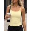 imageTrendy Queen Womens Tank Tops Camisole Sleeveless Tops Adjustable Spaghetti Straps Basic Going Out Slim Fitted ClothesLight Yellow