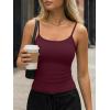 imageTrendy Queen Womens Tank Tops Camisole Sleeveless Tops Adjustable Spaghetti Straps Basic Going Out Slim Fitted ClothesWine Red