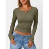 imageTrendy Queen Long Sleeve Henley Shirts for Women Fall Winter Ribbed Thermal Tops Casual Blouses Basics Tees Cute SweatersArmygreen