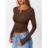 imageTrendy Queen Long Sleeve Henley Shirts for Women Fall Winter Ribbed Thermal Tops Casual Blouses Basics Tees Cute SweatersCoffee