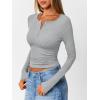 imageTrendy Queen Long Sleeve Henley Shirts for Women Fall Winter Ribbed Thermal Tops Casual Blouses Basics Tees Cute SweatersGrey