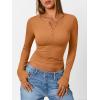 imageTrendy Queen Long Sleeve Henley Shirts for Women Fall Winter Ribbed Thermal Tops Casual Blouses Basics Tees Cute SweatersOrange