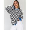 imageTrendy Queen Oversized Sweatshirt for Women 2026 Fall Crewneck Striped Long Sleeve Shirts Hoodies Cute Top Y2K OutfitsBlackwhite